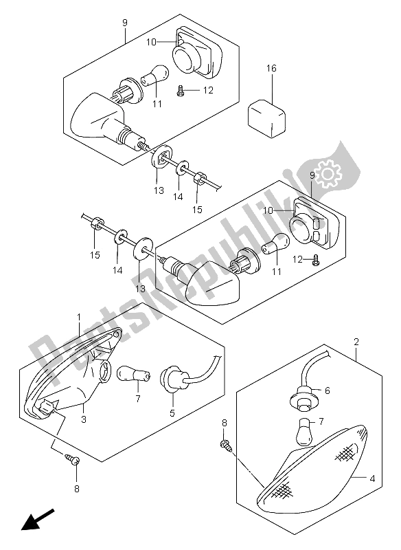 Tutte le parti per il Indicatore Di Direzione del Suzuki GSX 600F 2005