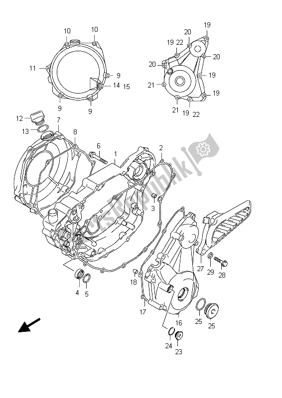 All parts for the Crankcase Cover of the Suzuki RMX 450Z 2012