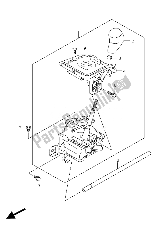 All parts for the Shift Lever of the Suzuki LT A 450 XZ Kingquad 4X4 2010