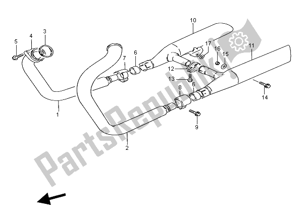 All parts for the Muffler of the Suzuki VS 600 Intruder 1995