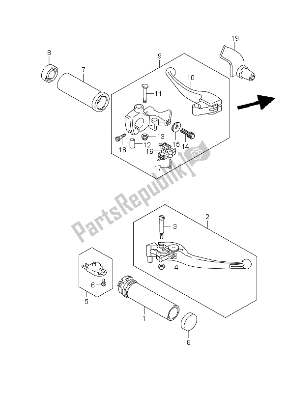 All parts for the Handle Lever of the Suzuki VZR 1800R M 1800 Intruder 2006