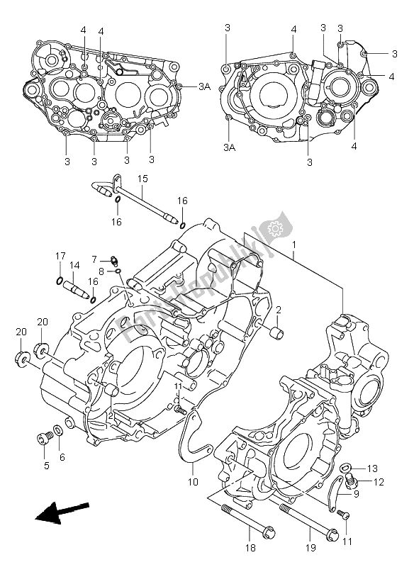 All parts for the Crankcase of the Suzuki DR Z 400S 2003