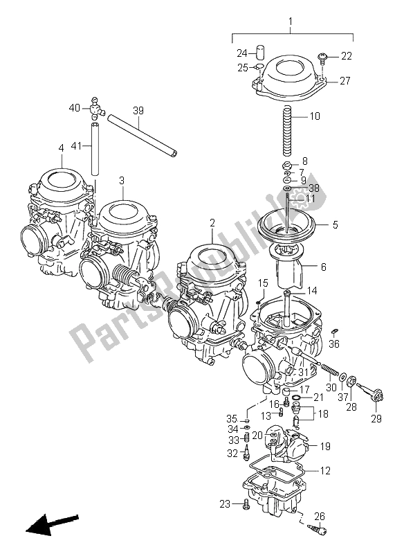 All parts for the Carburetor of the Suzuki GSX R 1100W 1996