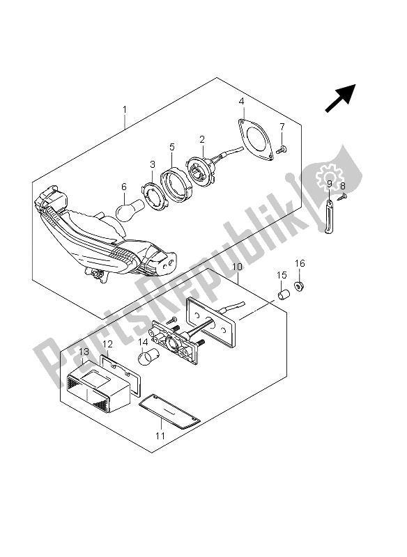 All parts for the Rear Combination Lamp of the Suzuki DL 650A V Strom 2012