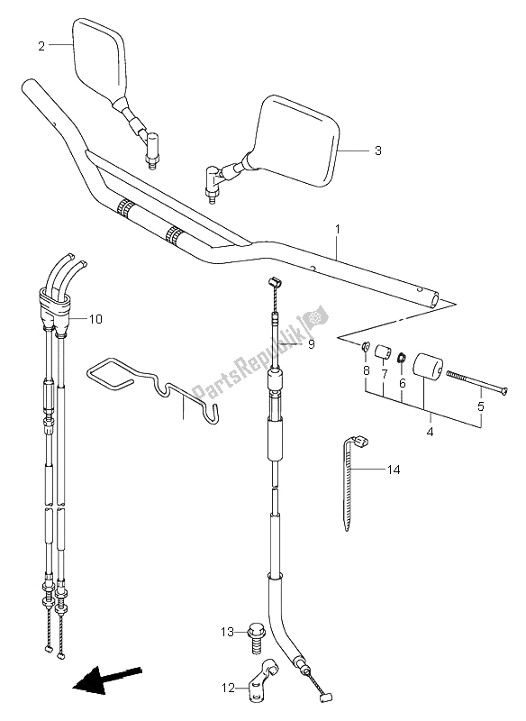 All parts for the Handlebar of the Suzuki DR Z 400S 2004