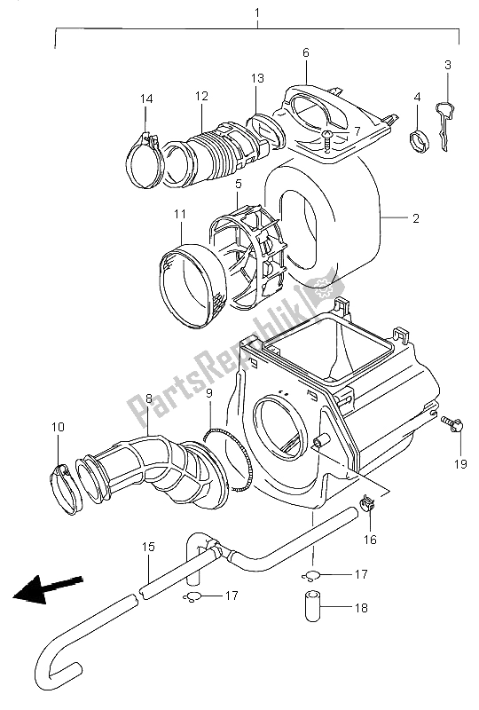 All parts for the Air Cleaner of the Suzuki LT F 160 Quadrunner 2004