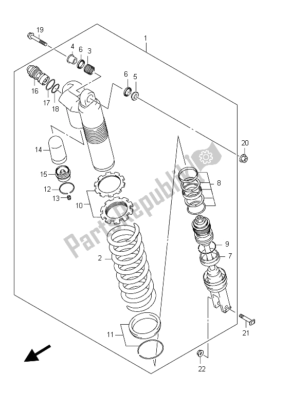 Tutte le parti per il Ammortizzatore Posteriore del Suzuki RMX 450Z 2012