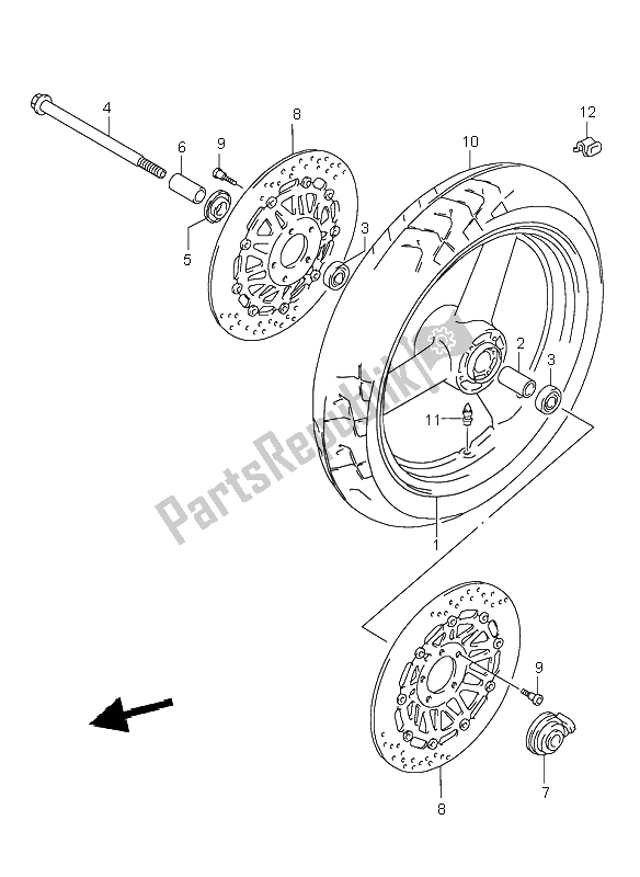 Tutte le parti per il Ruota Anteriore del Suzuki GSX 750 1998