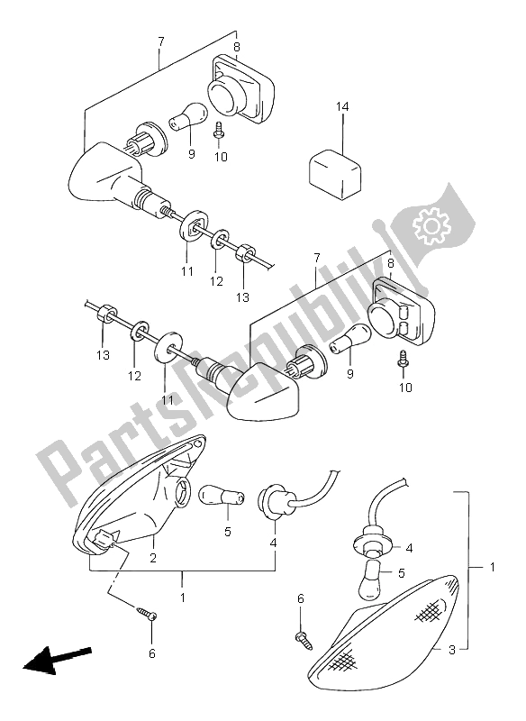 Tutte le parti per il Indicatore Di Direzione del Suzuki GSX 750F 2000