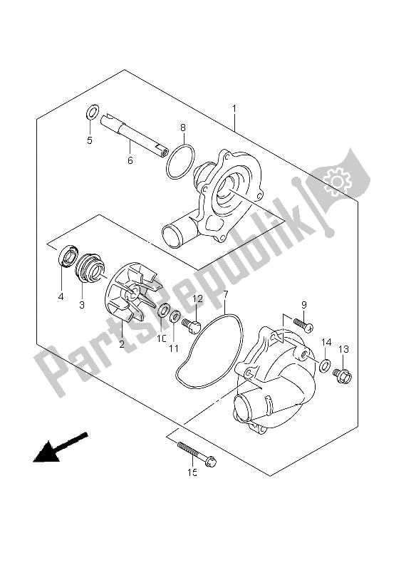 All parts for the Water Pump of the Suzuki GSX R 600 2011