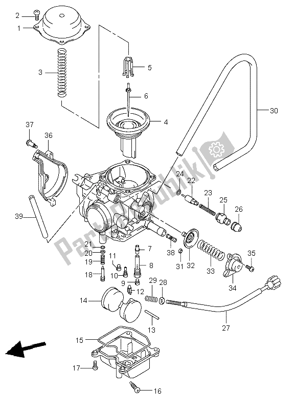 All parts for the Carburetor of the Suzuki LT A 400F Eiger 4X4 2002