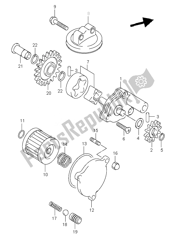 Tutte le parti per il Pompa Dell'olio del Suzuki DR Z 400E 2007