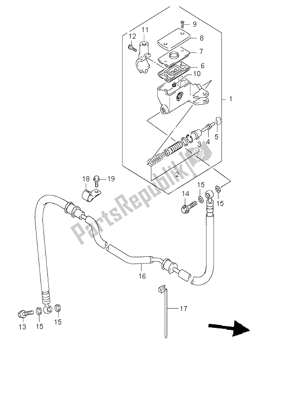 All parts for the Clutch Master Cylinder (gsf1200) of the Suzuki GSF 1200 NS Bandit 2003