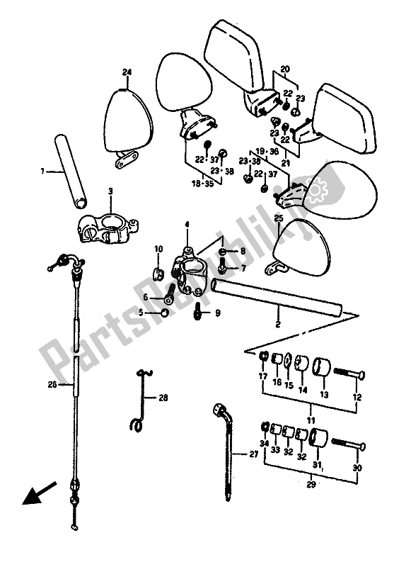 Toutes les pièces pour le Guidon du Suzuki GSX R 1100 1988