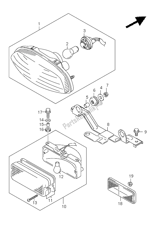 All parts for the Rear Combination Lamp (lt-a750xpz P17) of the Suzuki LT A 750 XPZ Kingquad AXI 4X4 2012