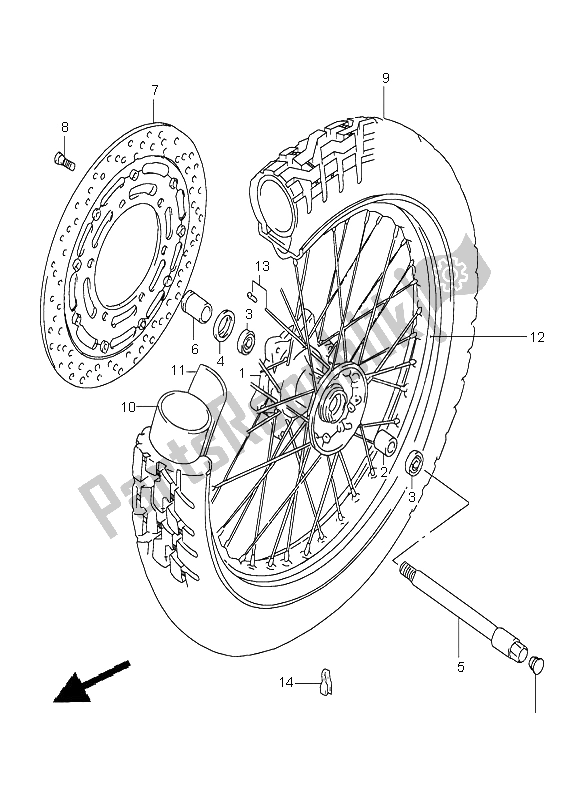 All parts for the Front Wheel of the Suzuki XF 650 Freewind 1999