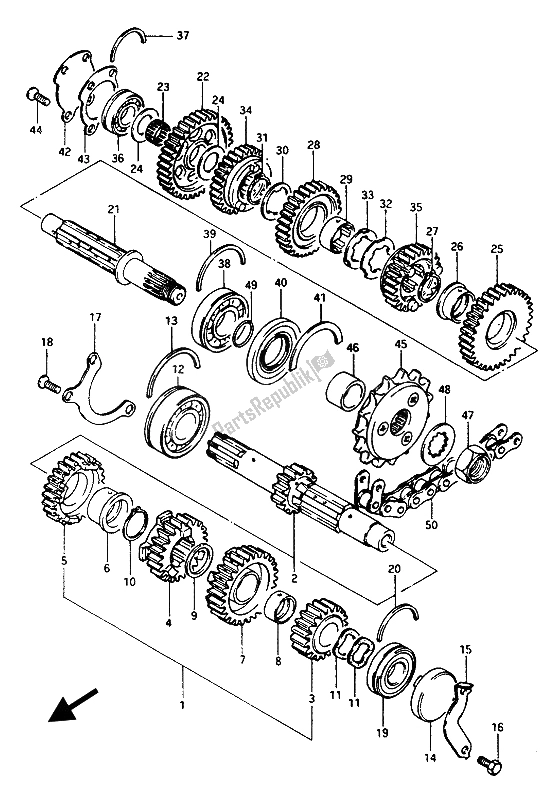 Tutte le parti per il Trasmissione del Suzuki GSX 1100 1150 Eesef 1985