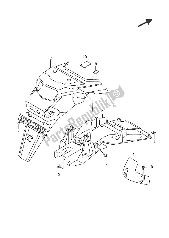 Tutte le parti per il Parafango Posteriore del Suzuki DL 1000A V Strom 2016