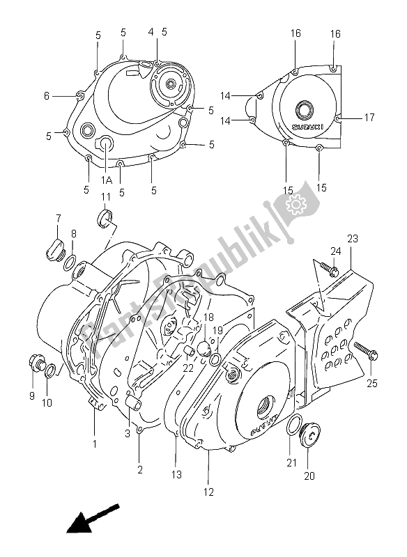 Toutes les pièces pour le Couvercle De Carter du Suzuki DR 125 SE 2001