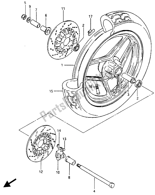 All parts for the Front Wheel (gsx750es-e6-e24) of the Suzuki GSX 750 ES 1986