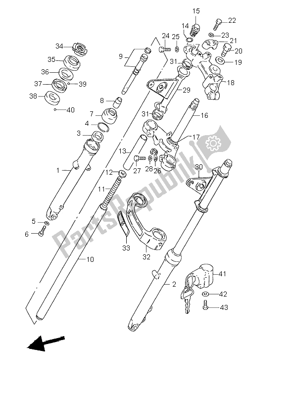 Tutte le parti per il Forcella Anteriore del Suzuki GN 125E 1995