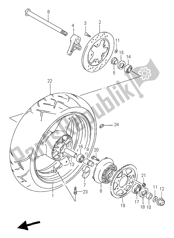 Todas las partes para Rueda Trasera de Suzuki GSX R 1100W 1995