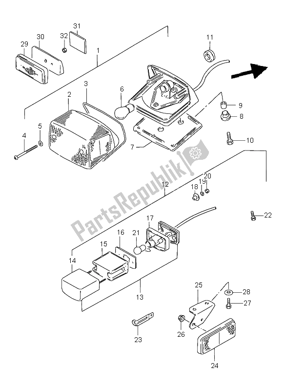 Tutte le parti per il Luce Di Combinazione Posteriore del Suzuki VS 800 Intruder 1999