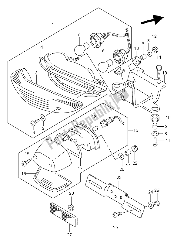 Alle onderdelen voor de Achterlicht van de Suzuki SV 650 NS 1999