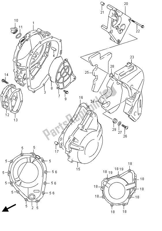 Tutte le parti per il Coperchio Del Carter del Suzuki GSF 1250 SA Bandit 2015