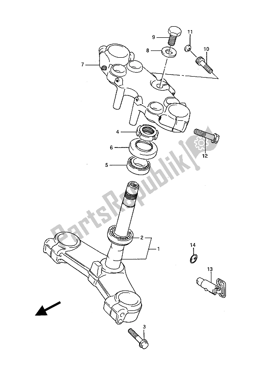 Alle onderdelen voor de Stuurpen van de Suzuki GSX 1100F 1989