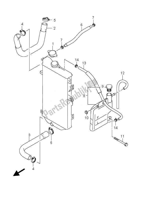 All parts for the Radiator Hose of the Suzuki AN 650A Burgman Executive 2010