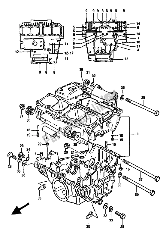 Tutte le parti per il Carter del Suzuki GSX 550 Esfu 1986