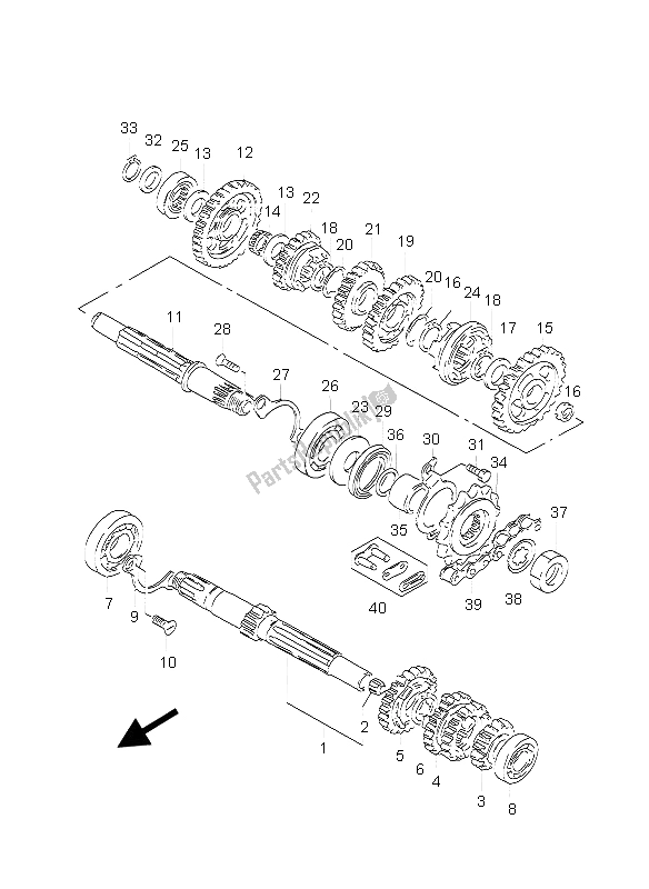 All parts for the Transmission of the Suzuki GZ 125 Marauder 2004