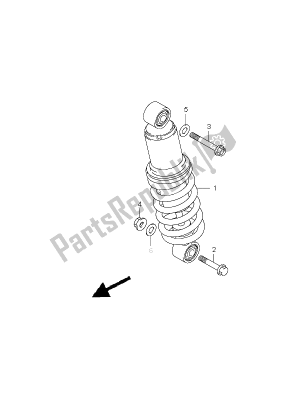 All parts for the Rear Shock Absorber of the Suzuki DR 125 SM 2009