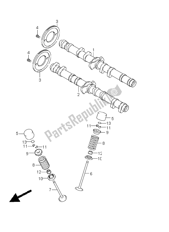 Toutes les pièces pour le Arbre à Cames Et Soupape du Suzuki GSX 650 FA 2011