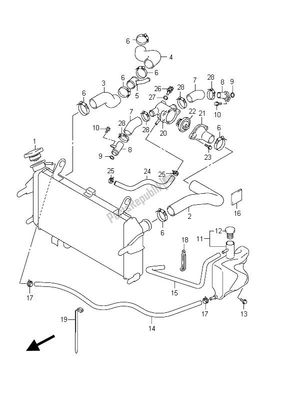 Todas las partes para Manguera Del Radiador de Suzuki SFV 650A Gladius 2011