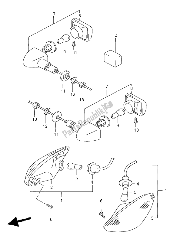 Tutte le parti per il Indicatore Di Direzione del Suzuki GSX 750F 2003