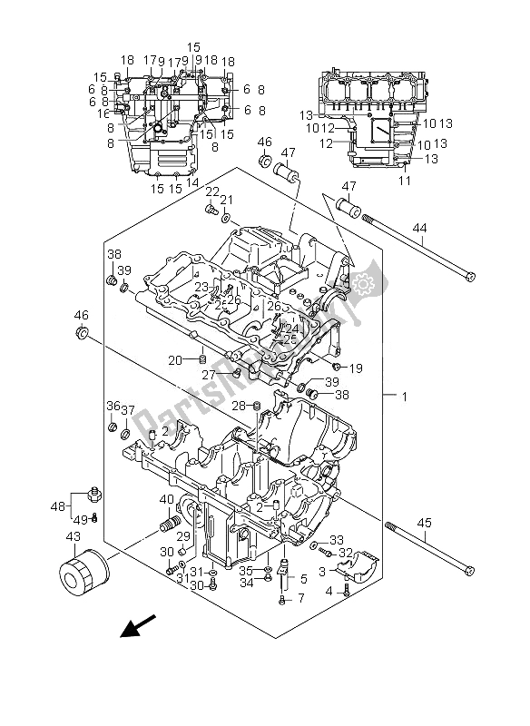 Todas las partes para Caja Del Cigüeñal de Suzuki GSX 1300 RZ Hayabusa 2007