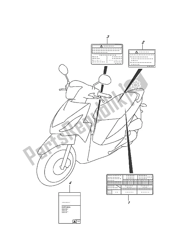 Toutes les pièces pour le étiquette (e02) du Suzuki Address 110 2016