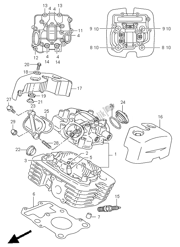 Tutte le parti per il Testata (posteriore) del Suzuki VL 125 Intruder 2007