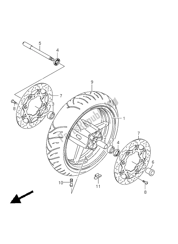 Tutte le parti per il Ruota Anteriore (gsx650f E24) del Suzuki GSX 650 FA 2011