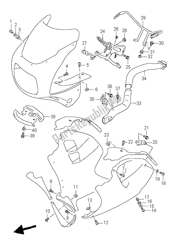 All parts for the Cowling Body Installation Parts of the Suzuki GSX R 1100W 1996