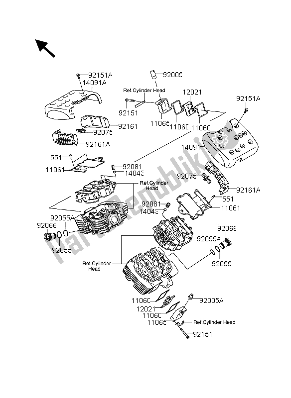 Alle onderdelen voor de Kleppendeksel van de Suzuki VZ 1600 Marauder 2005