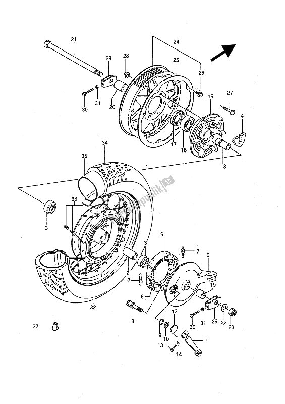 Tutte le parti per il Ruota Posteriore del Suzuki LS 650 FP Savage 1989