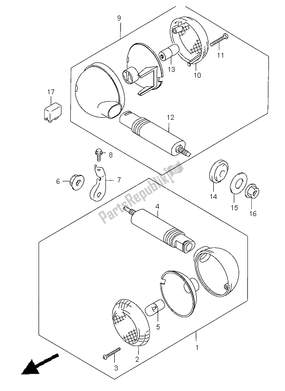 Wszystkie części do Kierunkowskaz Suzuki GZ 125 Marauder 2002