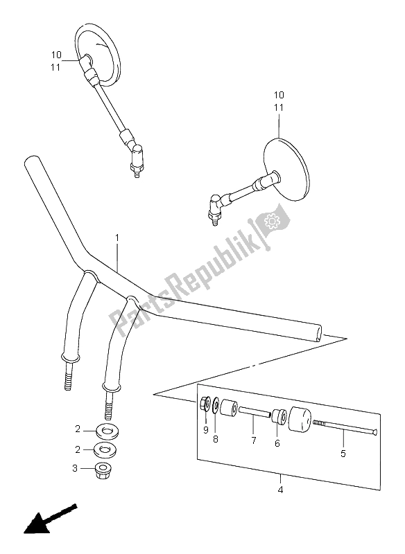 All parts for the Handlebar of the Suzuki VZ 800 Marauder 1997