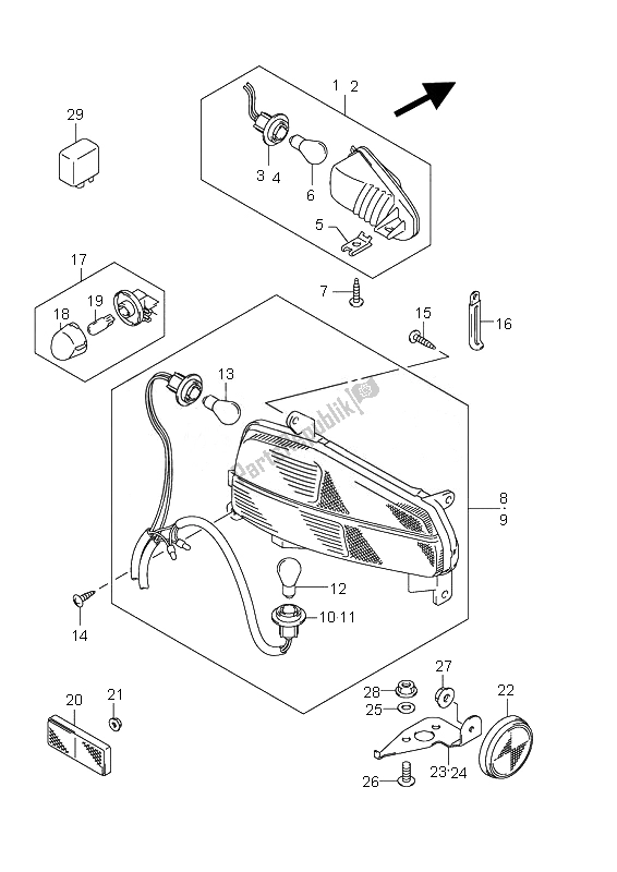 All parts for the Combination Lamp of the Suzuki AN 650A Burgman Executive 2010