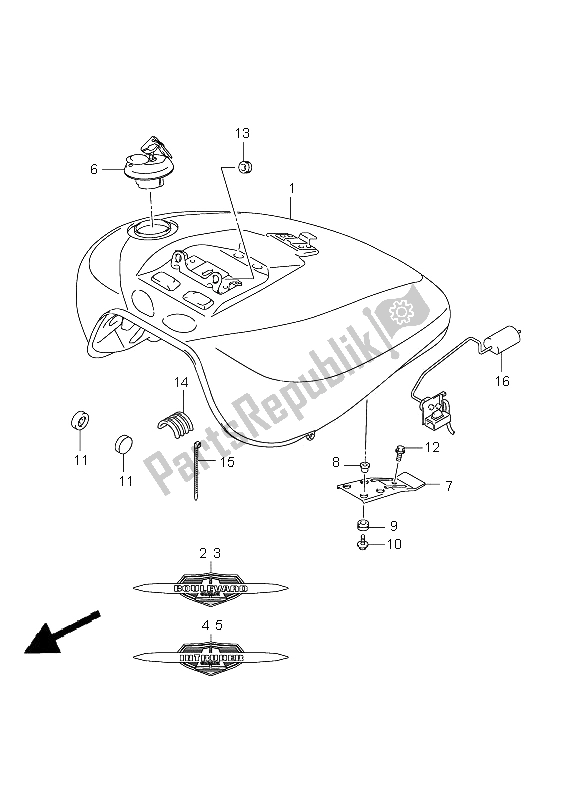 All parts for the Fuel Tank (vlr1800-vlr1800u2) of the Suzuki VLR 1800R C 1800 Intruder 2008