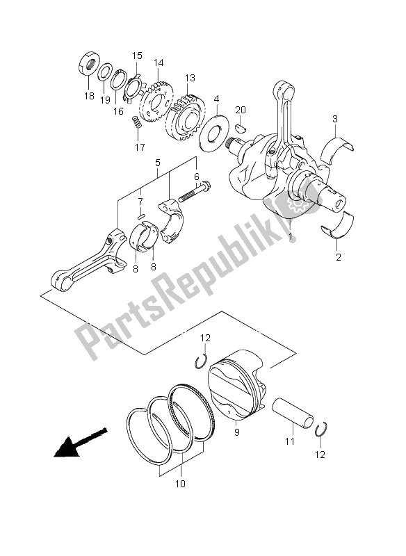 All parts for the Crankshaft of the Suzuki DL 1000 V Strom 2006