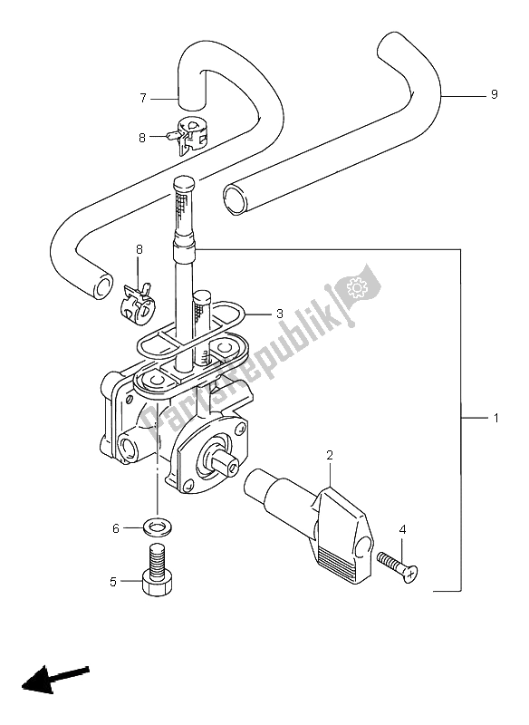 All parts for the Fuel Cock of the Suzuki GSF 600N Bandit 1996